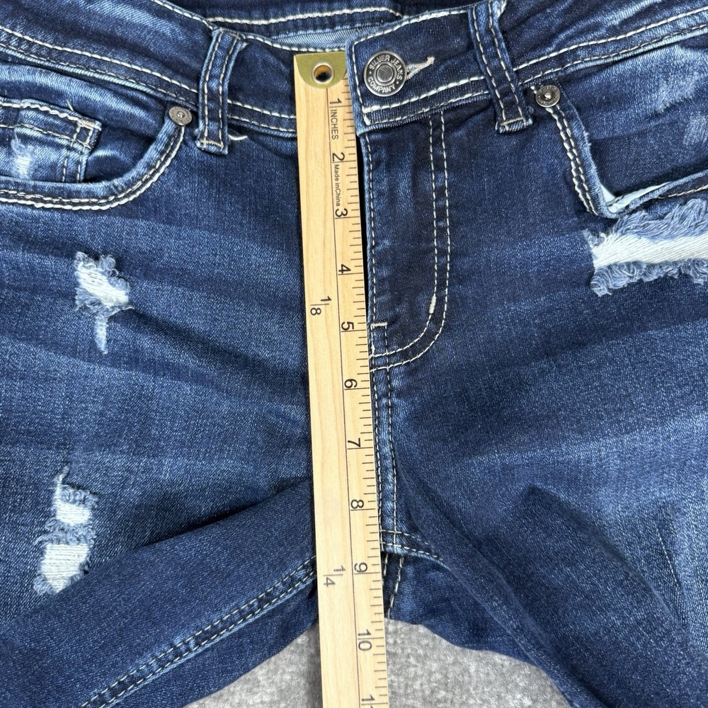 Silver Jeans Women's 29 Blue Denim Suki Capri Distressed Medium Wash Mid Rise - Picture 8 of 9